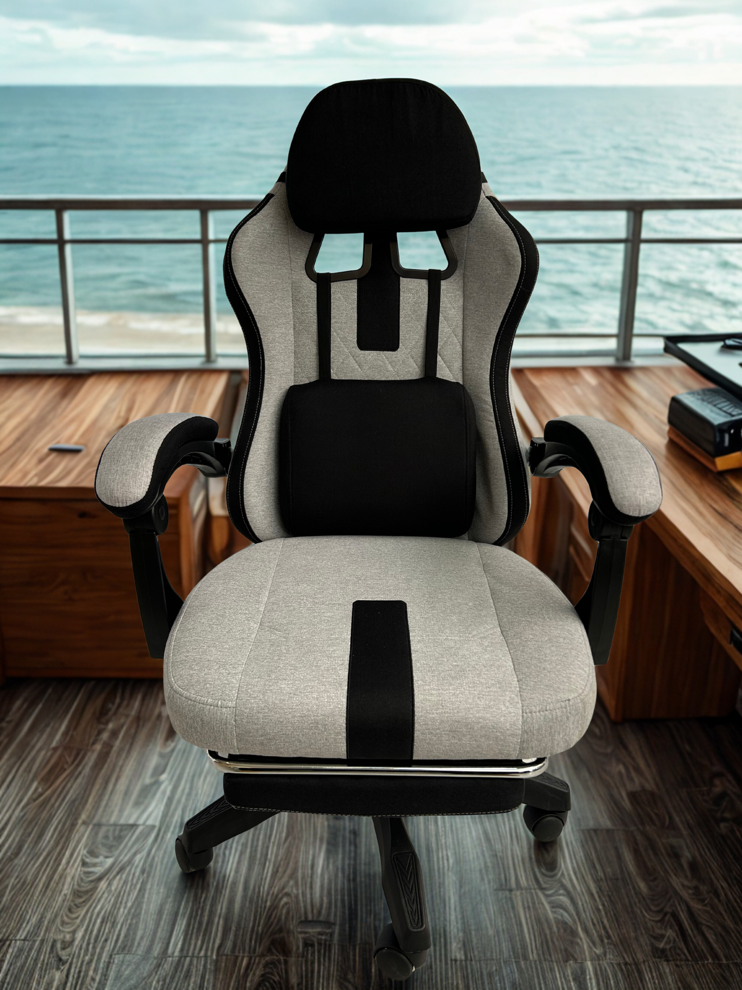 Silla Gamer/Oficina en Tela Transpirable Negra y Gris (Entrega de 1 a 3 dias habiles)