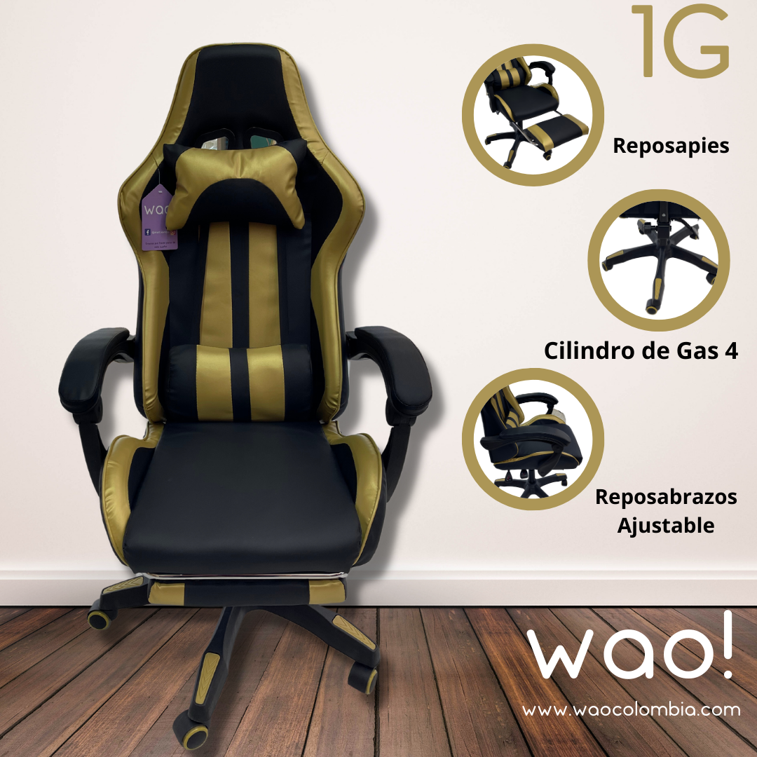 Silla Gamer de Primera Generación Dorada