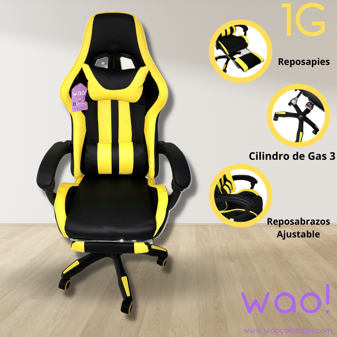 Silla Gamer de Primera Generación Amarilla y Negro